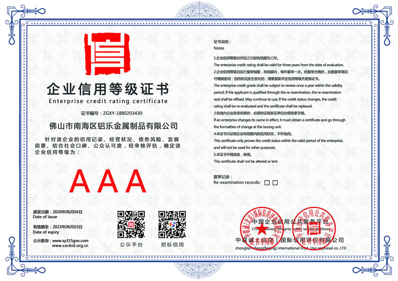 福建企業(yè)信用等級(jí)證書(shū)