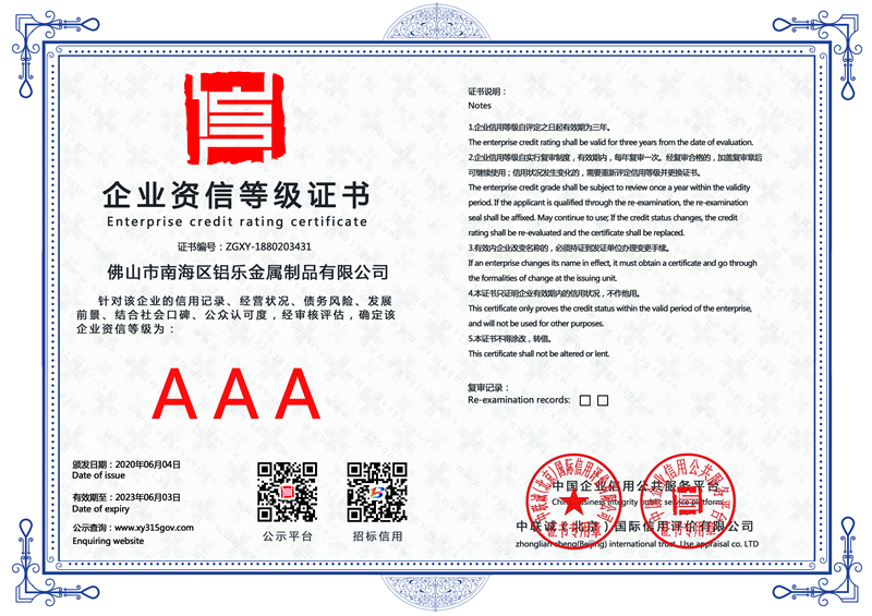 福建企業(yè)資信等級(jí)證書(shū)